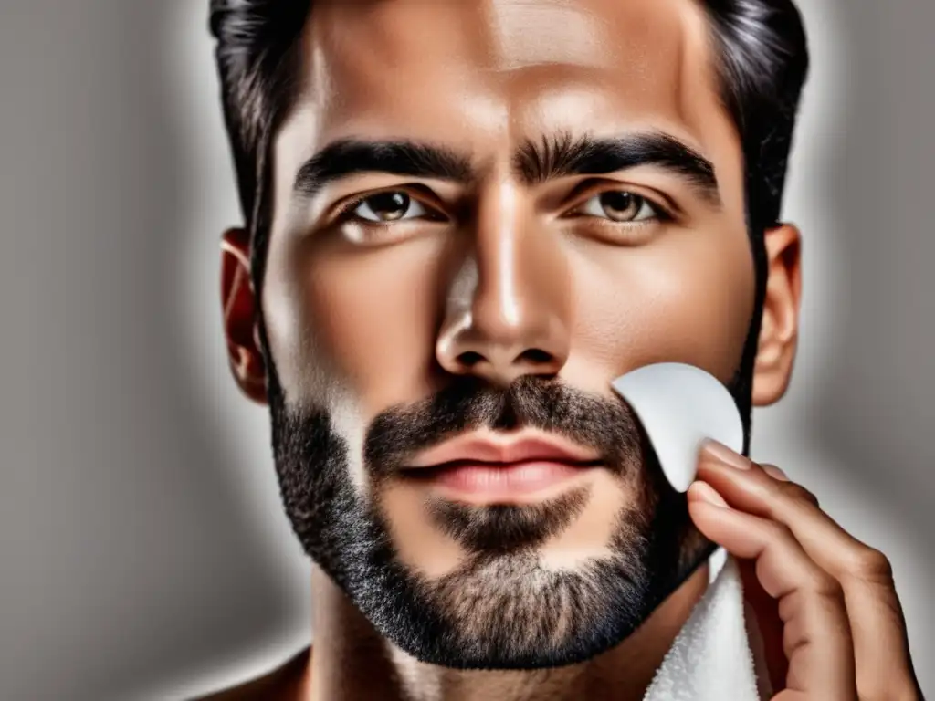 Hombre aplicando tónico facial para una rutina de cuidado de la piel masculina