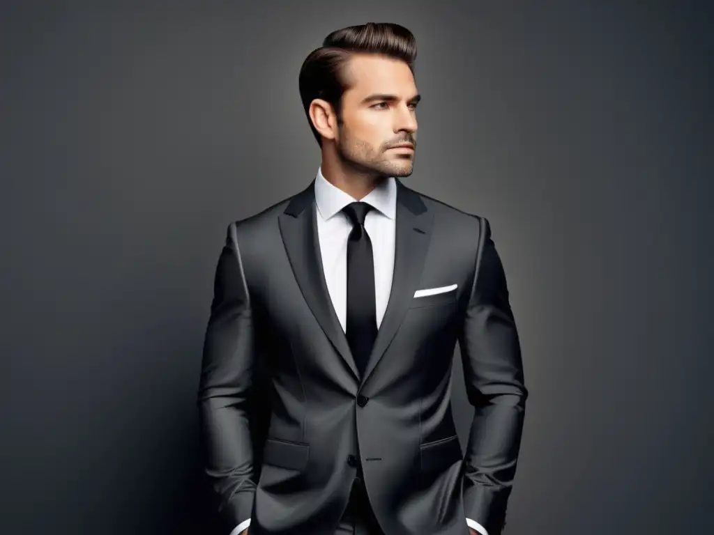 Un hombre moderno y elegante con traje gris y cambio de imagen masculino efectivo