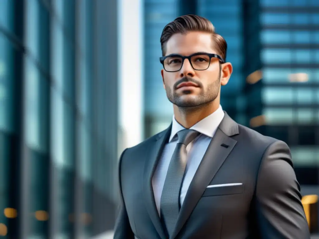 Hombre elegante en traje gris combinando gafas - Cómo combinar traje y gafas