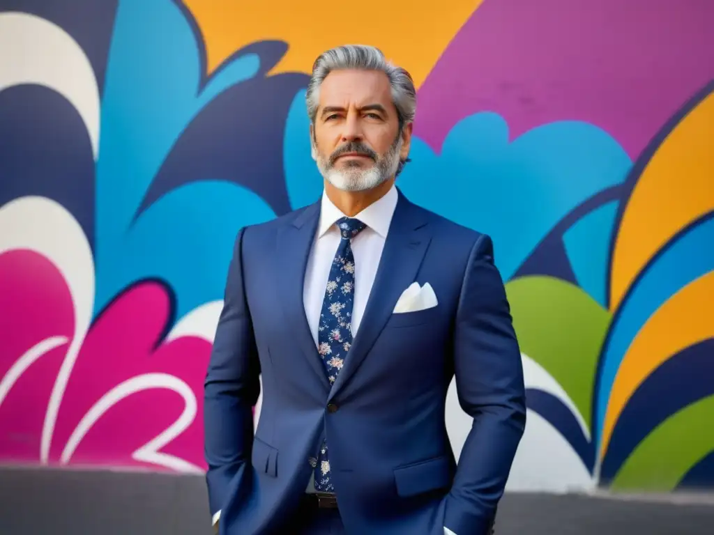 Hombre elegante incorpora estampados en estilo masculino