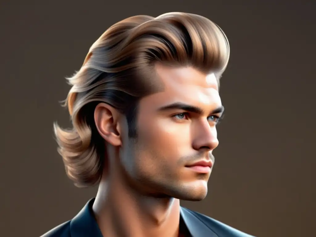 Beneficios de productos antifrizz masculinos: modelo con peinado perfecto y sin frizz en ambiente moderno y elegante