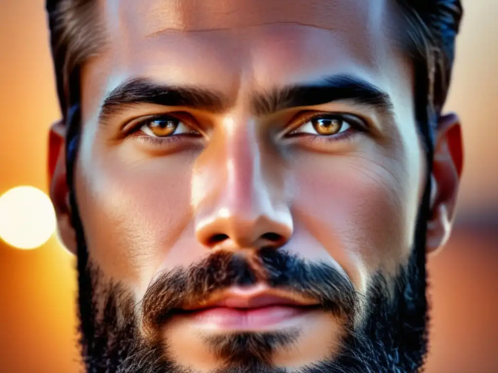 Beneficios cuidado piel masculina: rostro impecable, piel radiante y saludable, barba bien cuidada, expresión confiada