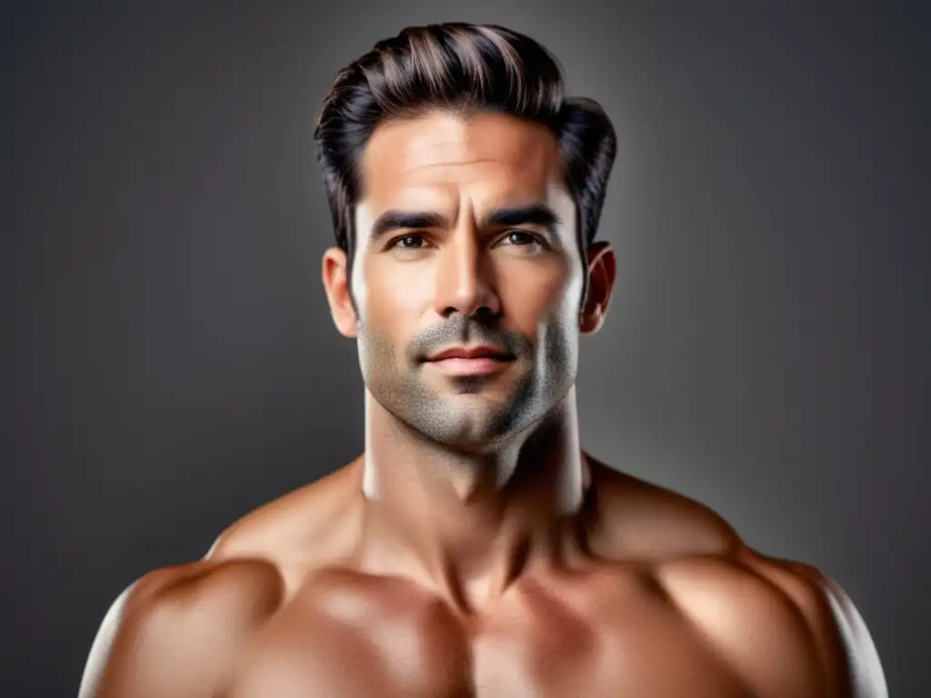 Beneficios del cuidado de la piel masculina: hombre seguro, piel radiante y saludable, fondo minimalista