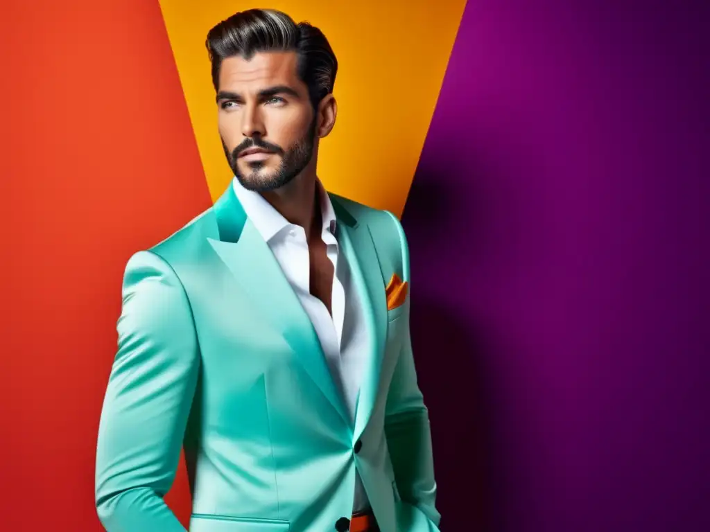 Fotografía de moda masculina vibrante con colores impactantes