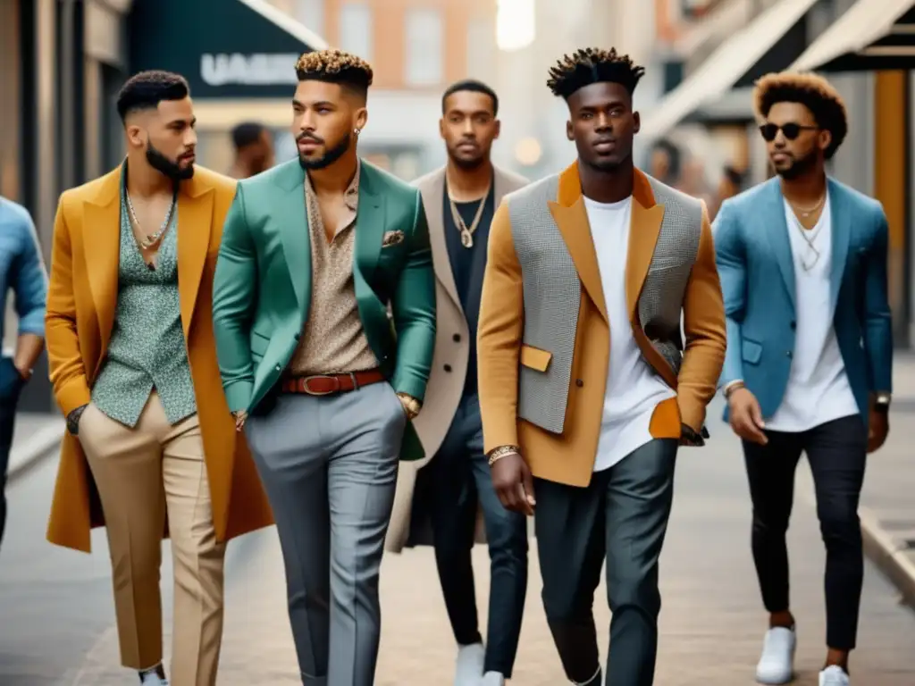 Hombres de moda urbana exhibiendo tendencias y autoexpresión