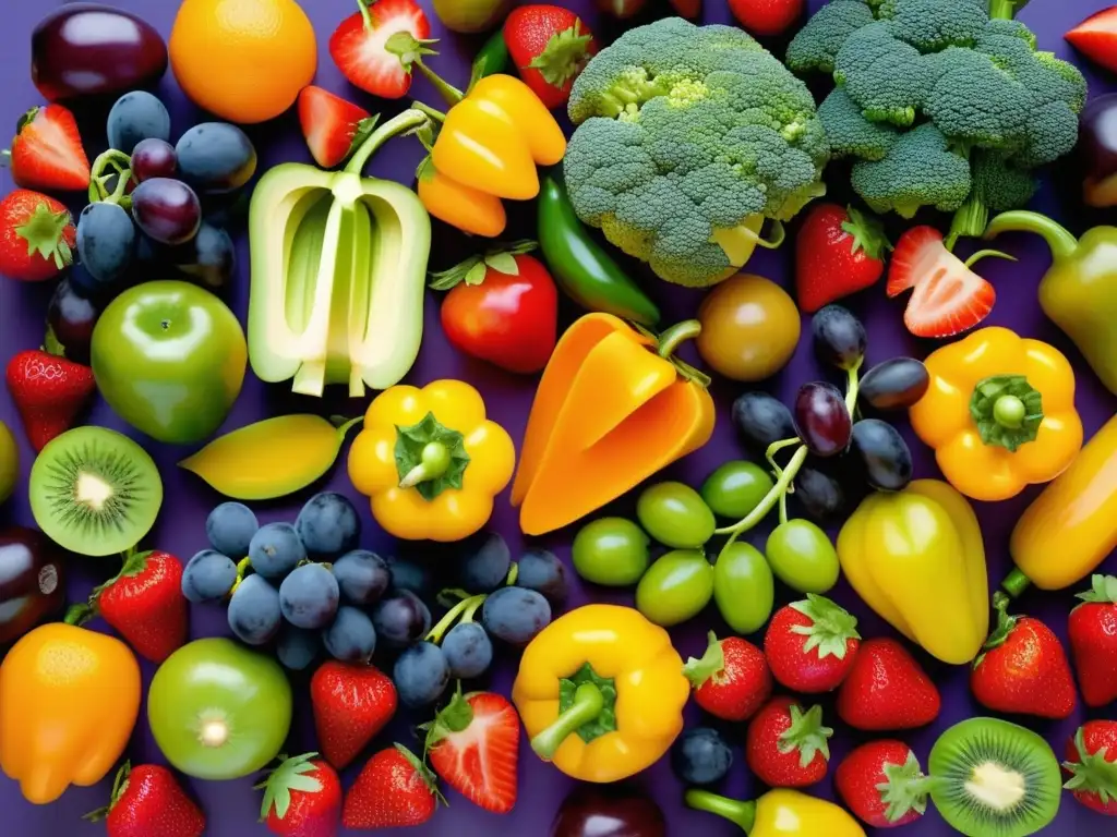 Importancia de la alimentación saludable con variedad de frutas, verduras y colores