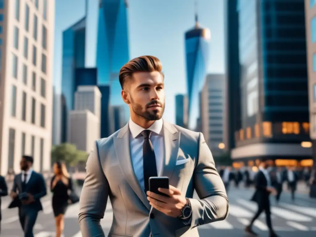 Influencer moda masculina global en ciudad de tendencias