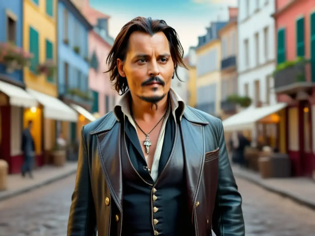 Tendencias moda masculina Johnny Depp: Estilo casual y bohemio de Depp en una imagen 8k detallada