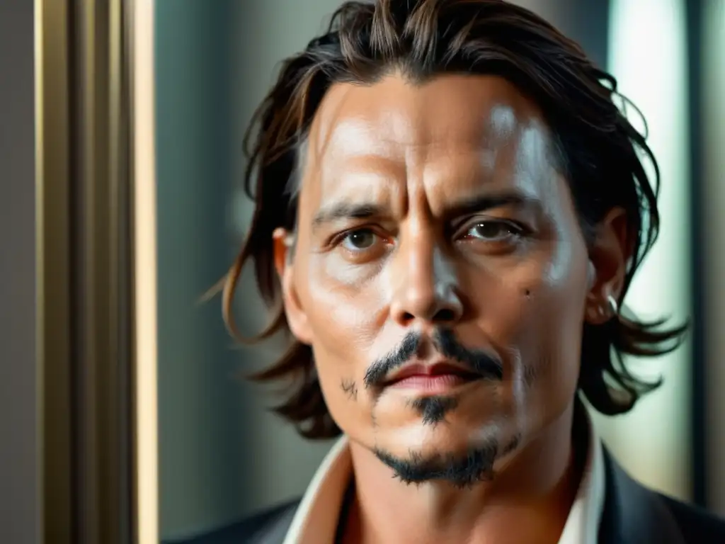 Johnny Depp: Imagen 8k de su rostro impecablemente afeitado en un espejo moderno