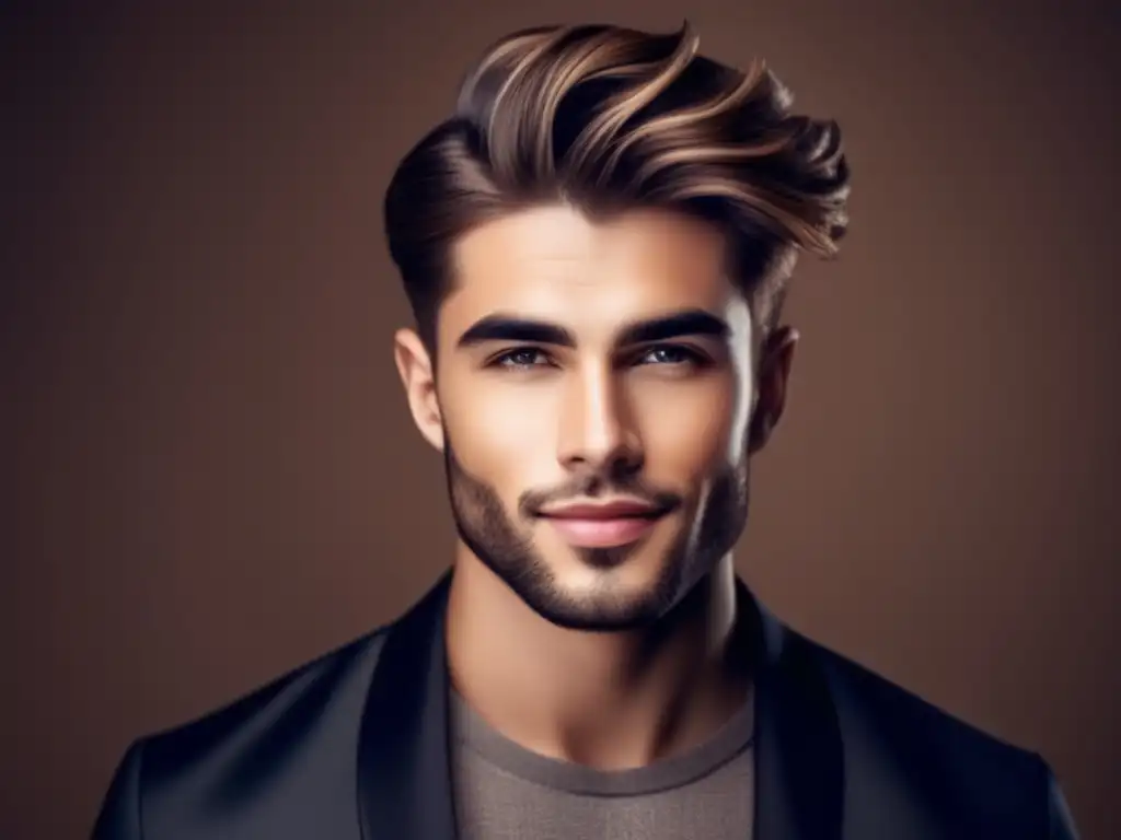 Corte de pelo para hombres con rostro corazón, moderno y estilizado, con cabello ligeramente ondulado y bien arreglado