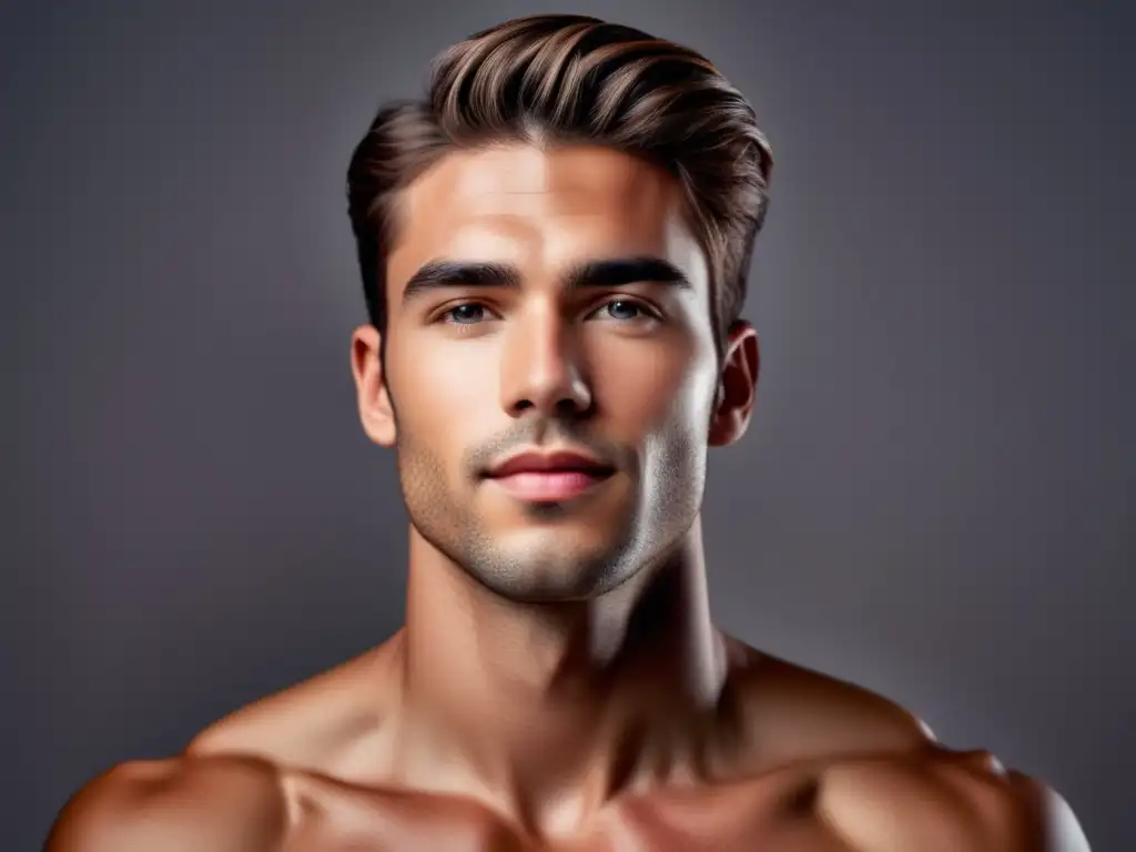 Hombre joven con piel radiante y sin imperfecciones, destacando la importancia de la rutina de cuidado de la piel #RutinaCuidadoPielHombres