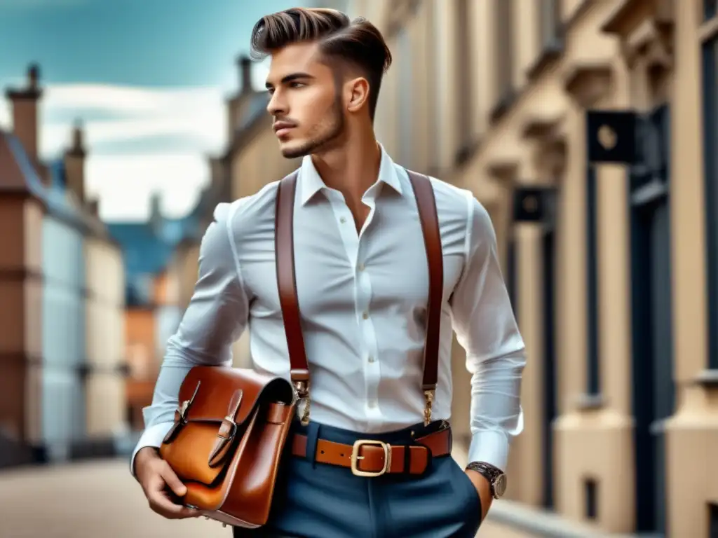 Joven elegante con accesorios de moda masculina juvenil imprescindibles