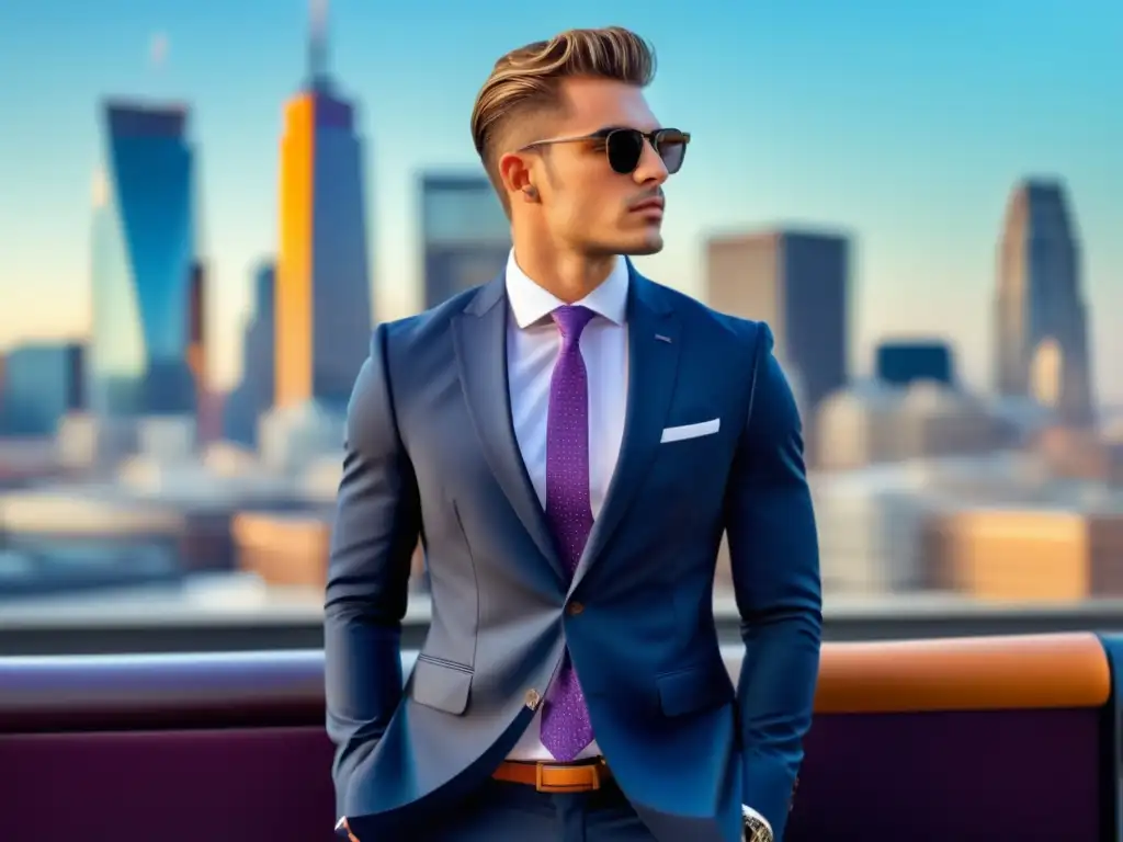 Moda masculina para superar presión social: Joven elegante y seguro de sí mismo en la ciudad