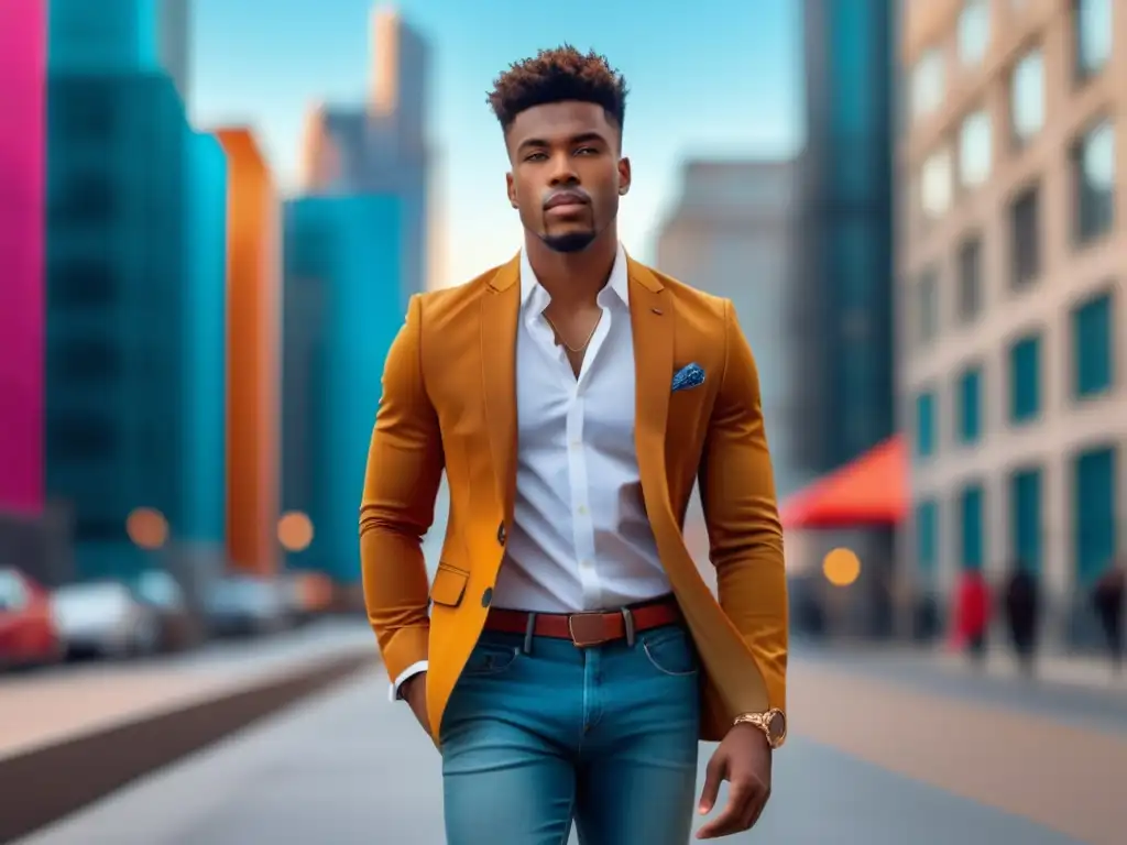 Joven elegante con estilo urbano y moda masculina juvenil