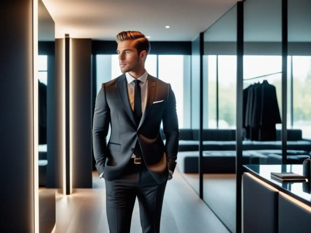 Joven elegante ajustando su corbata, capturando estilo masculino en imágenes