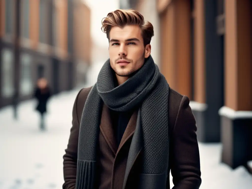 Estilo moda masculina invierno juvenil en ciudad moderna