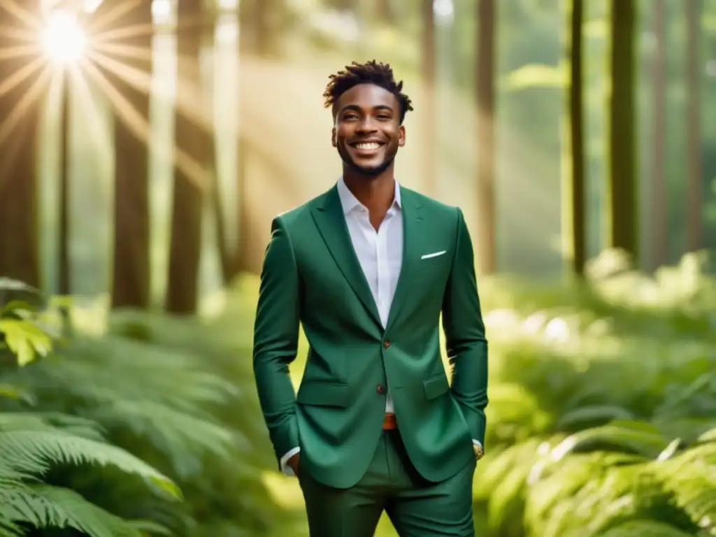 Moda sostenible hombres: Responsabilidad y estilo en un bosque verde