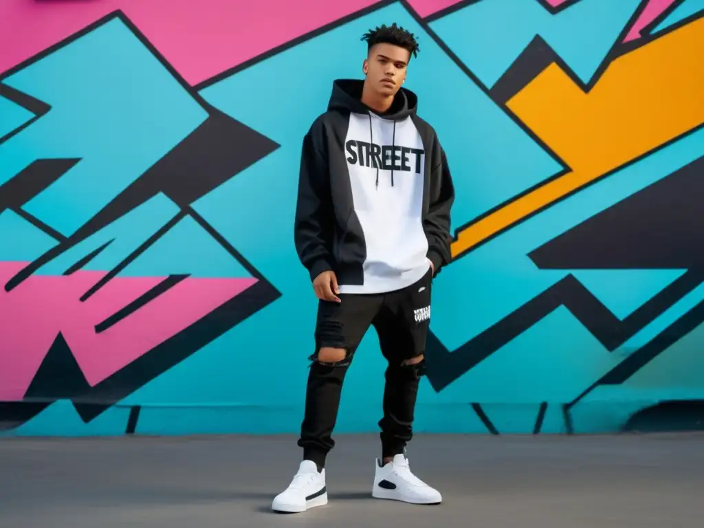 Tendencias streetwear moda masculina: joven con estilo en urbano