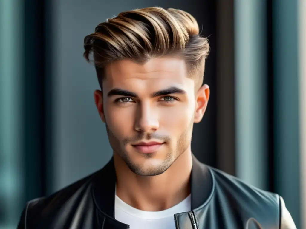 Peinados modernos para hombres con cabello corto - Joven seguro de sí mismo con peinado corto y moderno, transmitiendo estilo y sofisticación