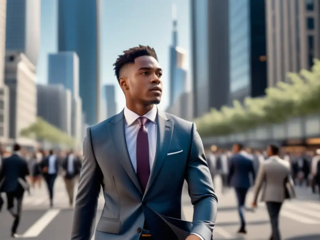 Joven elegante caminando en la ciudad, reflejando seguridad y estilo - Psicología de la moda masculina