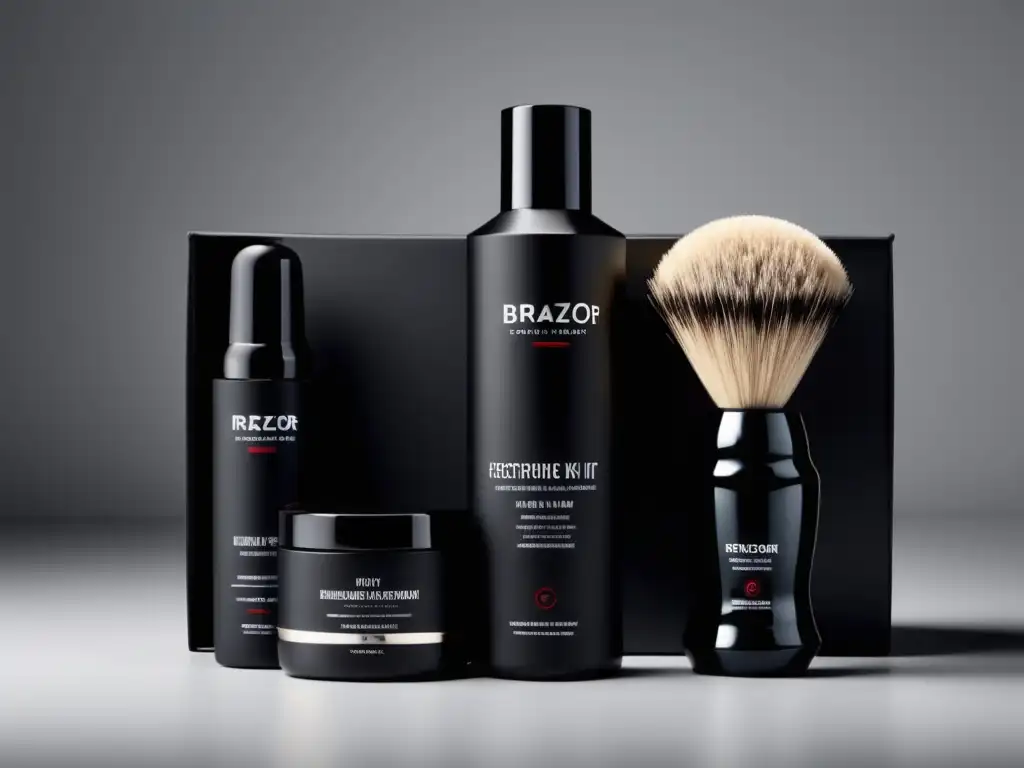 Kit de aseo masculino moderno y elegante con productos de alta calidad y branding destacado