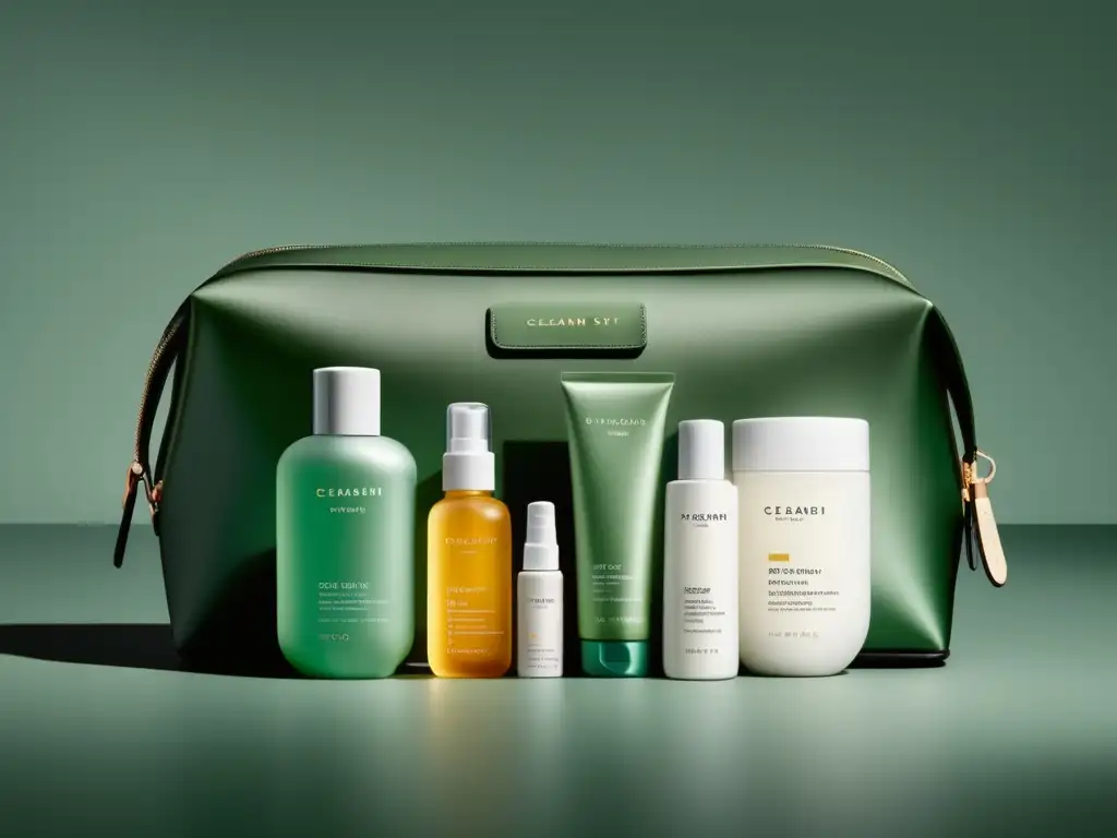 Kit de viaje moderno y completo Imprescindibles para viajero moderno: kit de cuidado personal y protección solar en una elegante bolsa de viaje