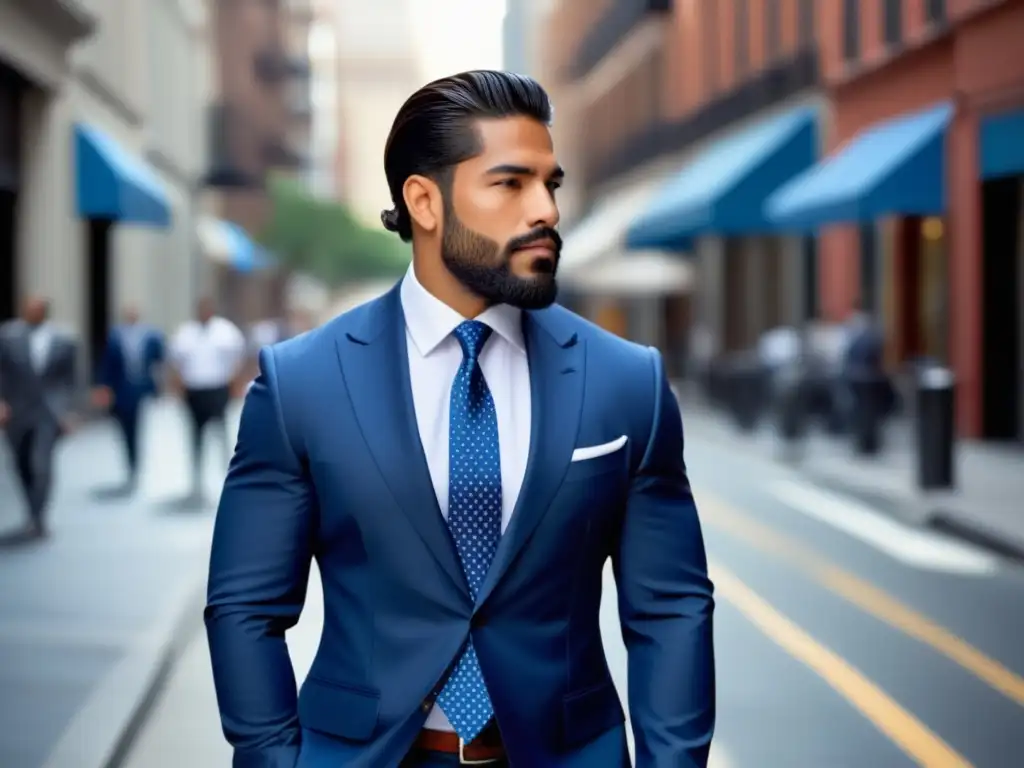 Tendencias moda masculina latinoamérica: Hombre latino bien vestido caminando con confianza en la ciudad