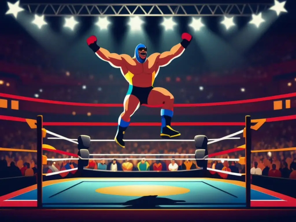 Lucha libre con espectadores entusiastas, luchadores aéreos y ambiente electrizante