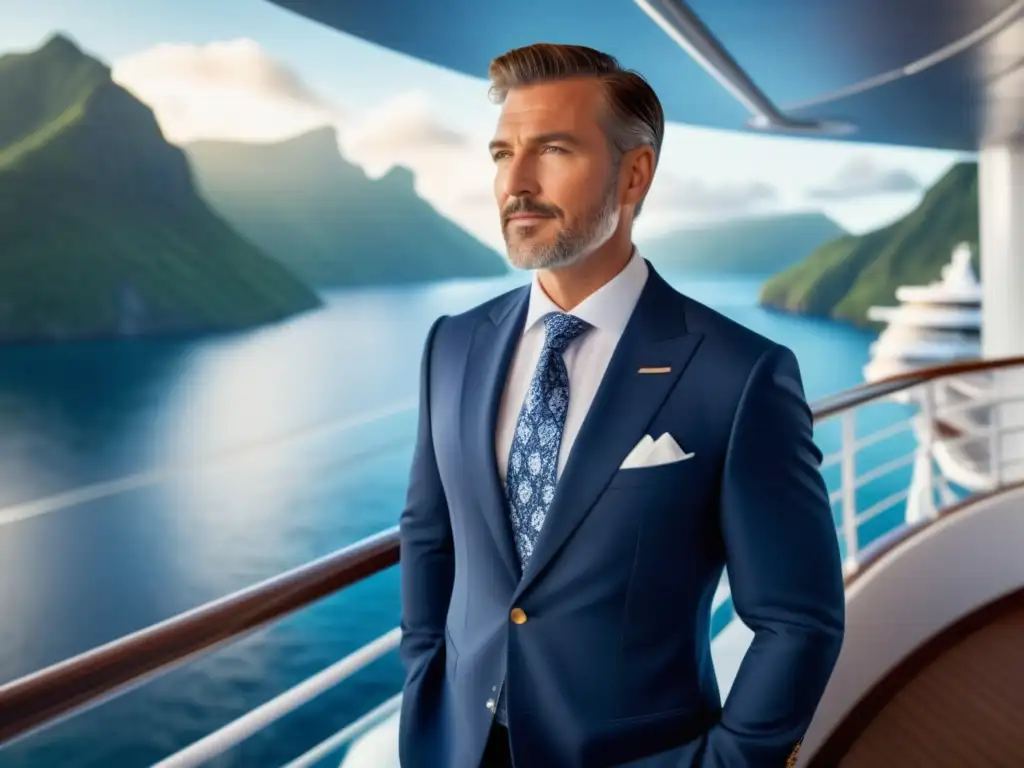 Hombre elegante en crucero de lujo - Ropa masculina para crucero elegante