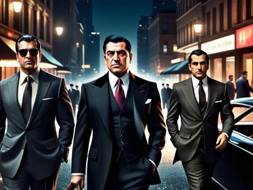 Moda masculina películas mafia contemporánea: Mafia elegante en la ciudad de noche