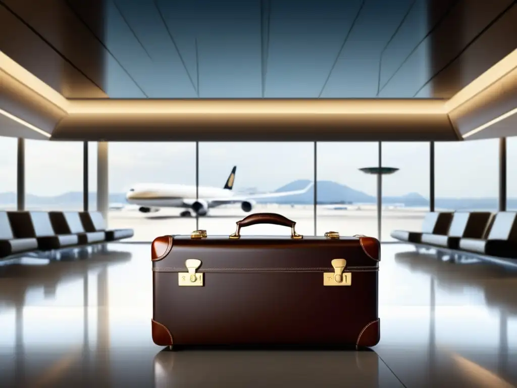Maleta de lujo elegante en aeropuerto Beneficios equipaje de lujo: Maleta moderna, elegante y duradera con organización mejorada