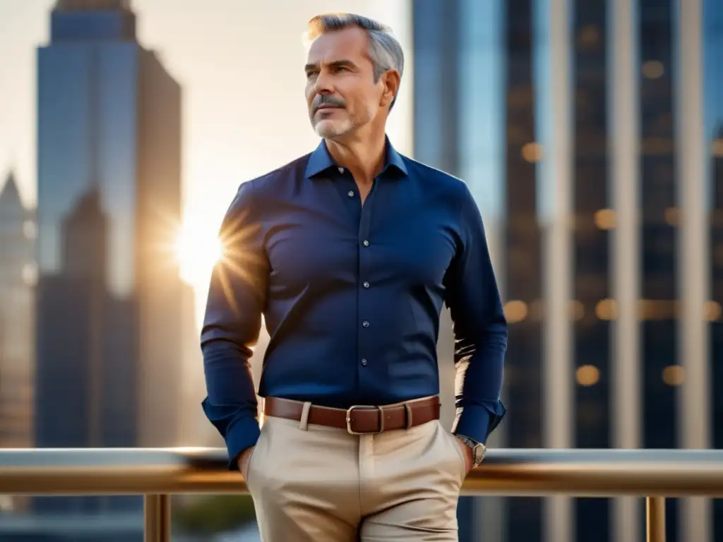 Moda hombre maduro: imagen del hombre elegante y seguro en ropa de calidad, destacando su estilo y buen gusto