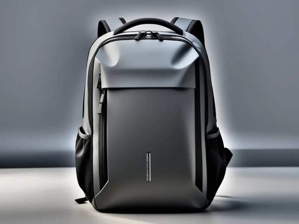 Mochila urbana minimalista gris y negra Mostrando mejores mochilas urbanas para viajeros: moderna y resistente, con múltiples compartimentos y diseño minimalista en tonos grises y negros