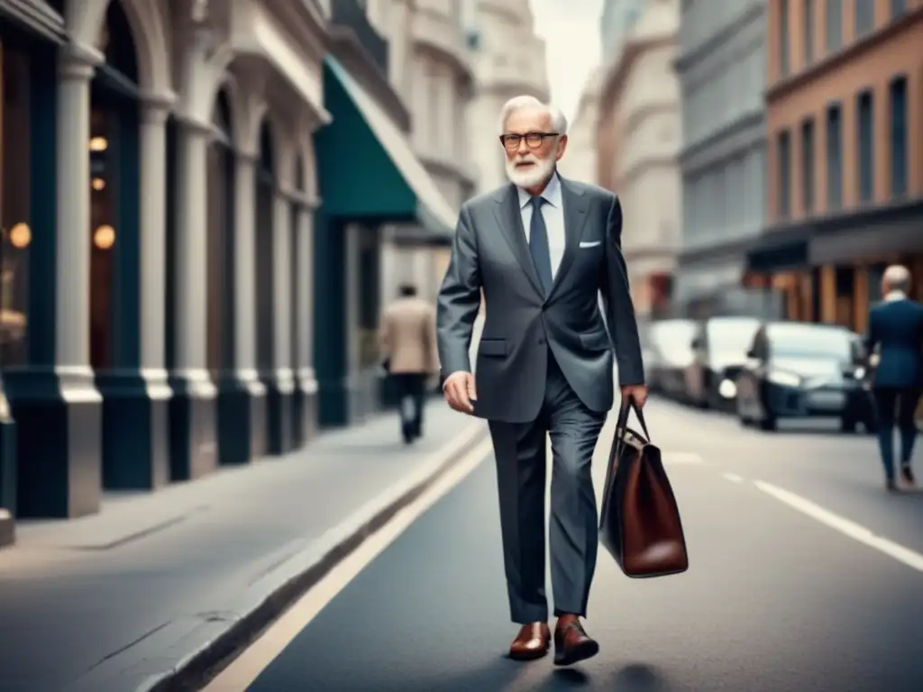 Hombre mayor elegante caminando en la ciudad, moda hombres tercera edad secretos