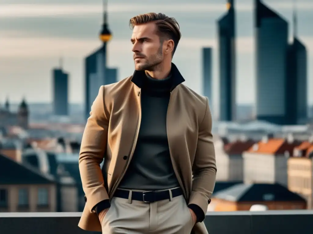 Hombre europeo elegante muestra tendencias moda masculina europea