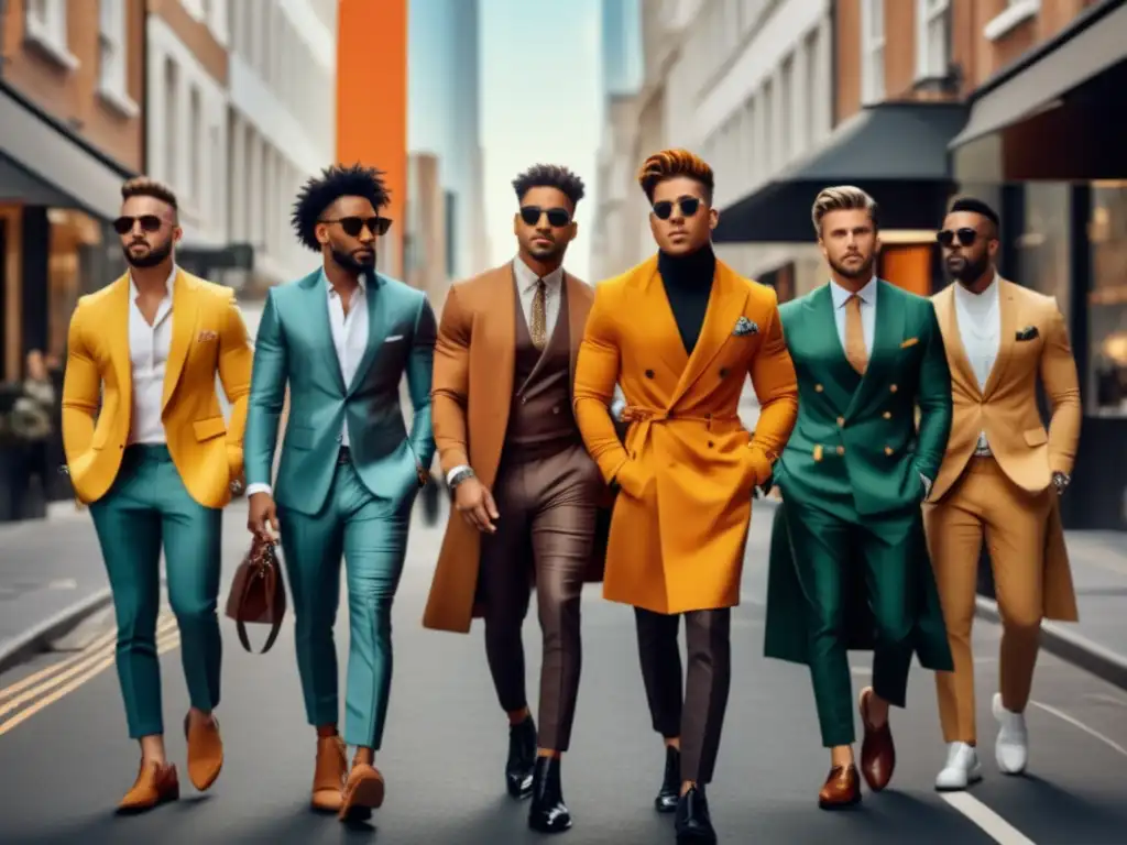 Influencia en moda masculina: Influencers estilosos en vibrante ciudad, mostrando autenticidad y moda contemporánea