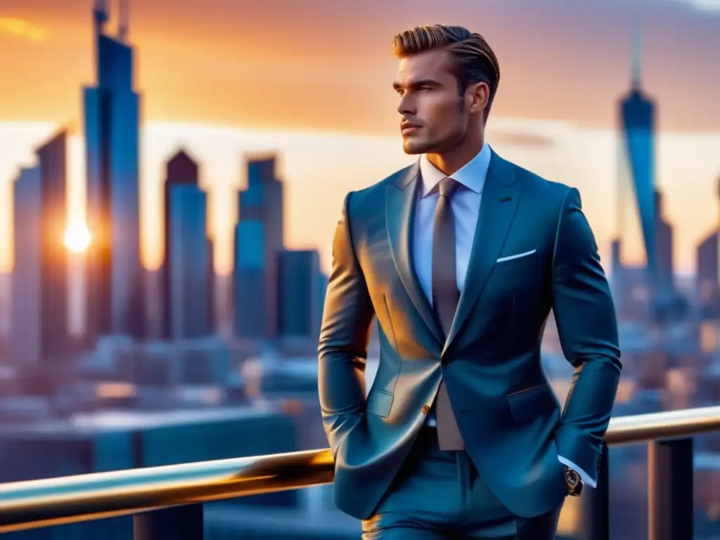 Tendencias moda masculina europea: modelo masculino europeo en traje Hugo Boss, con estilo urbano y elegante