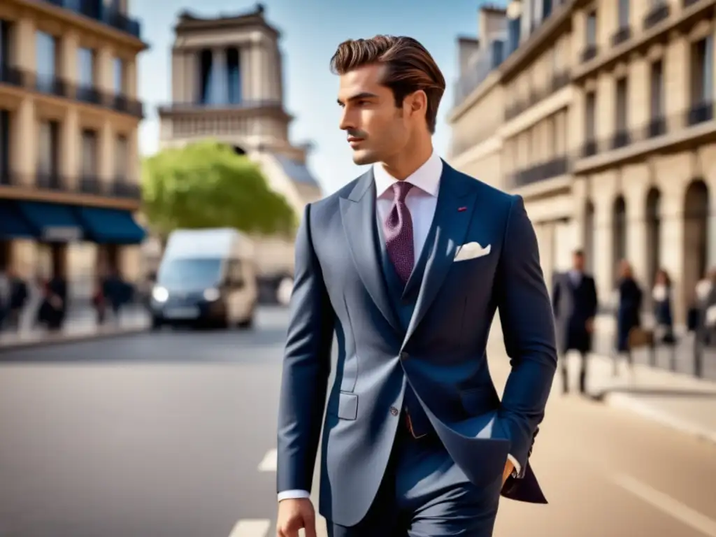 Tendencias moda masculina francesa: modelo elegante en París