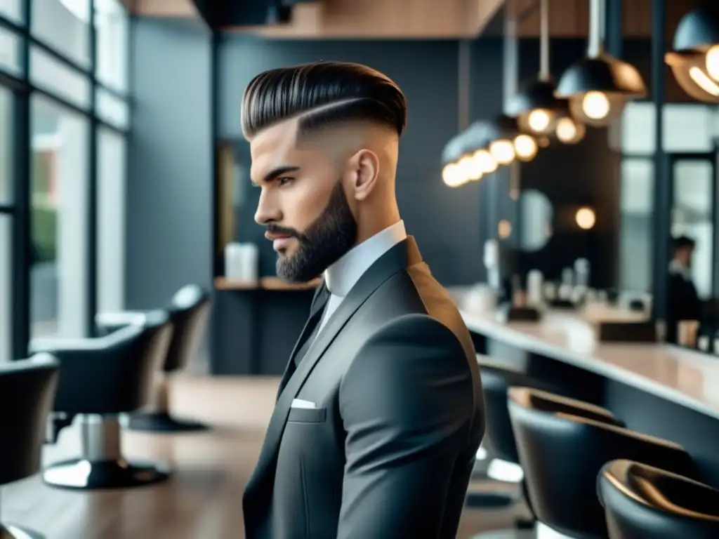 Imagen de modelo masculino con corte de pelo trendy en barbería moderna - Cuidado del cabello masculino: tips para mantener cortes frescos