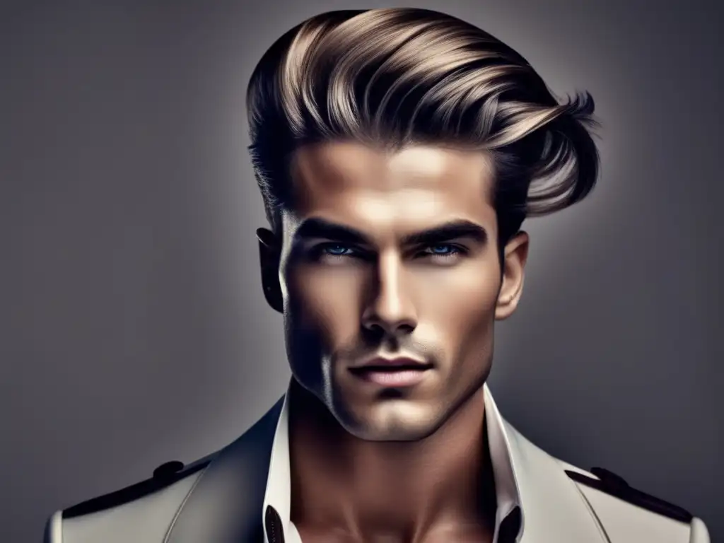 Modelo masculino con cabello perfectamente arreglado, mostrando beneficios y uso de productos de acabado para el cabello masculino