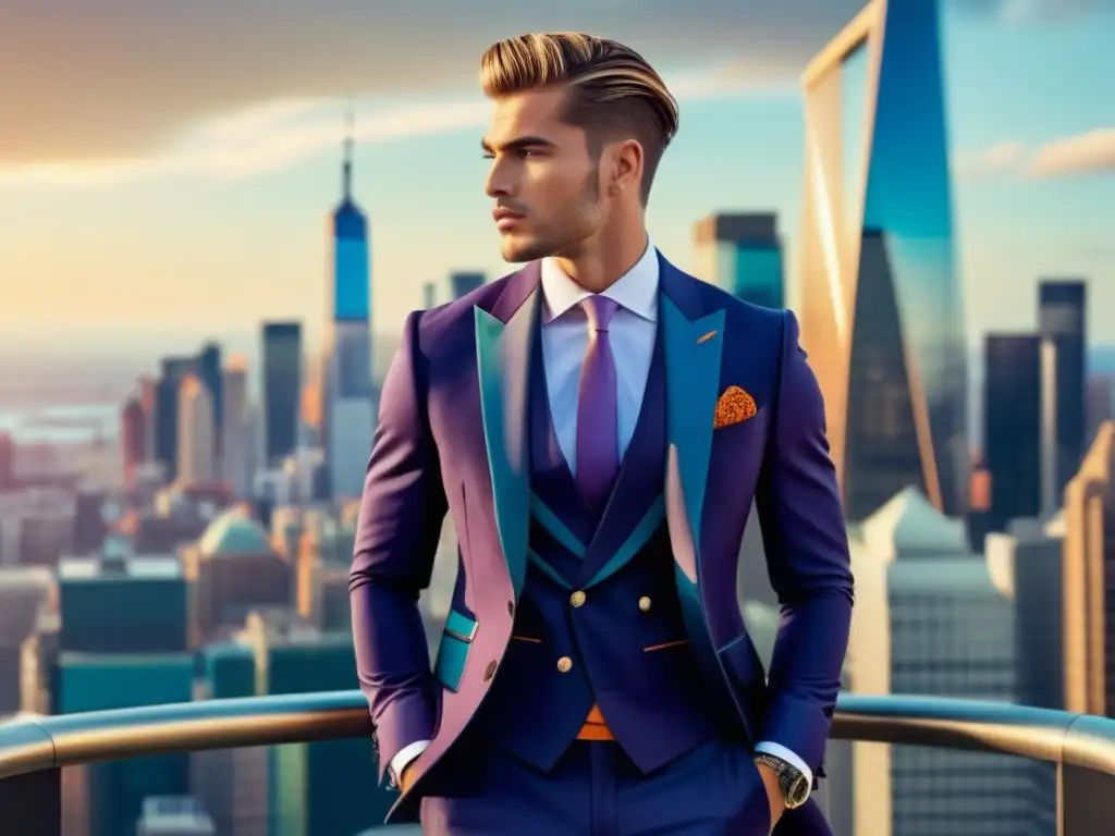 Moda masculina: Modelo elegante en ciudad moderna