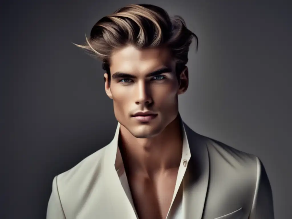 Modelo masculino con rostro alargado: equilibrio facial y cortes de pelo