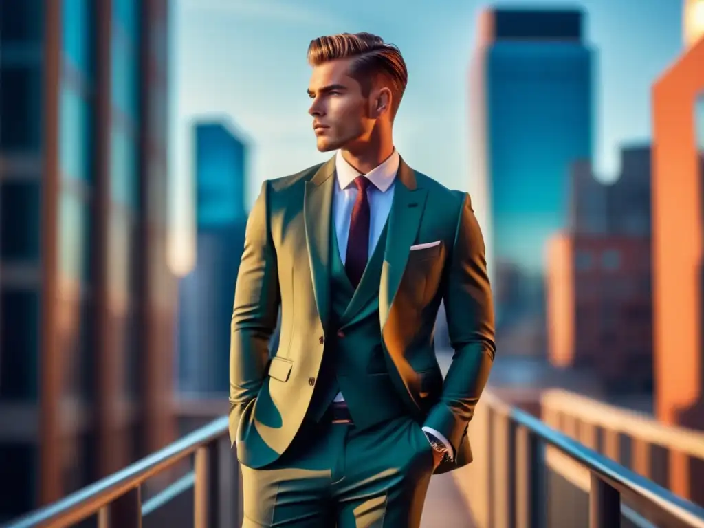 Fotografía de moda masculina práctica: modelo elegante en traje urbano, destacando confianza y sofisticación