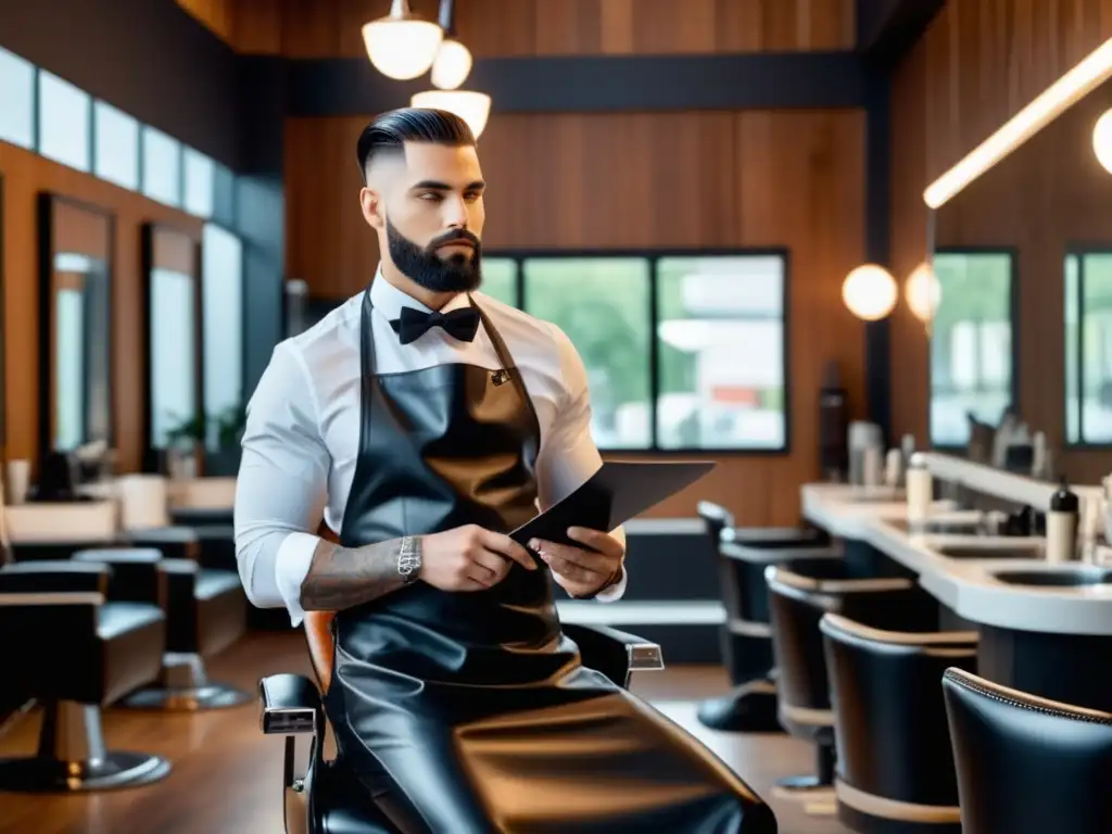 Modelo masculino en una barbería moderna, reflejando tendencias en barbería masculina moderna