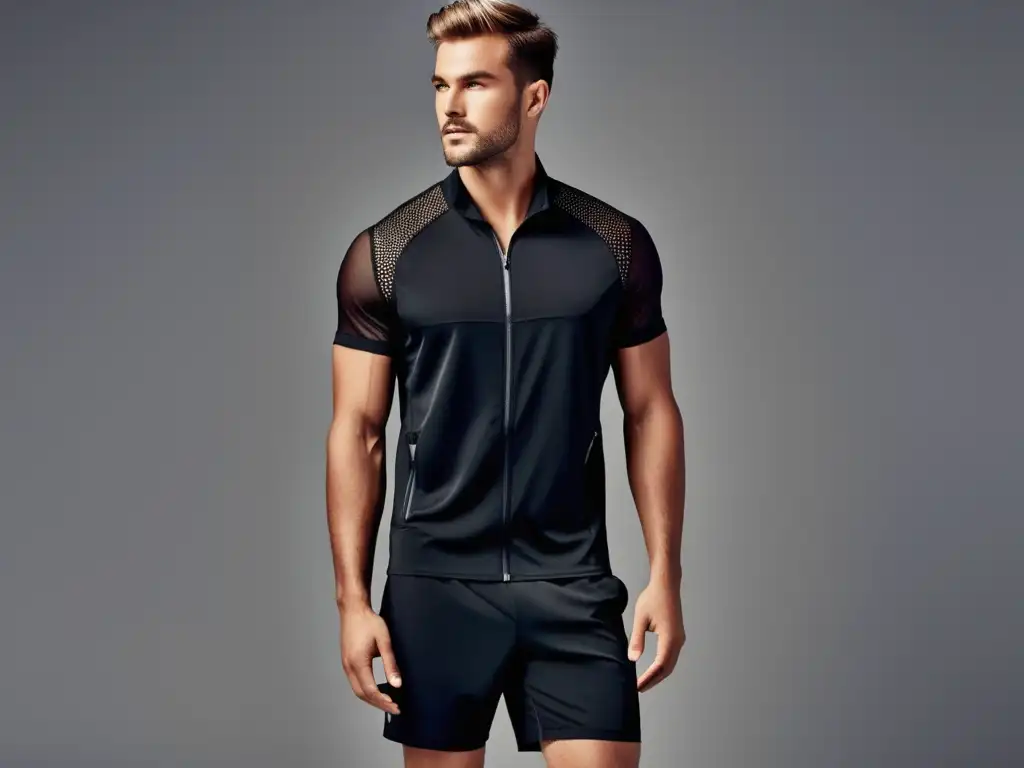 Guía de compras de activewear masculino: modelo masculino en outfit moderno y atlético, destacando su confianza y estilo urbano