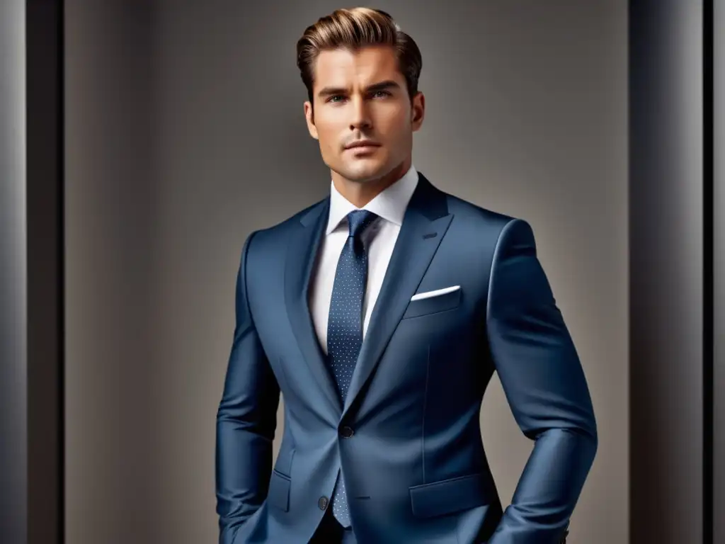 Elegir talla trajes corporativos masculinos - Hombre bien vestido en traje corporativo, destacando la importancia de un ajuste perfecto