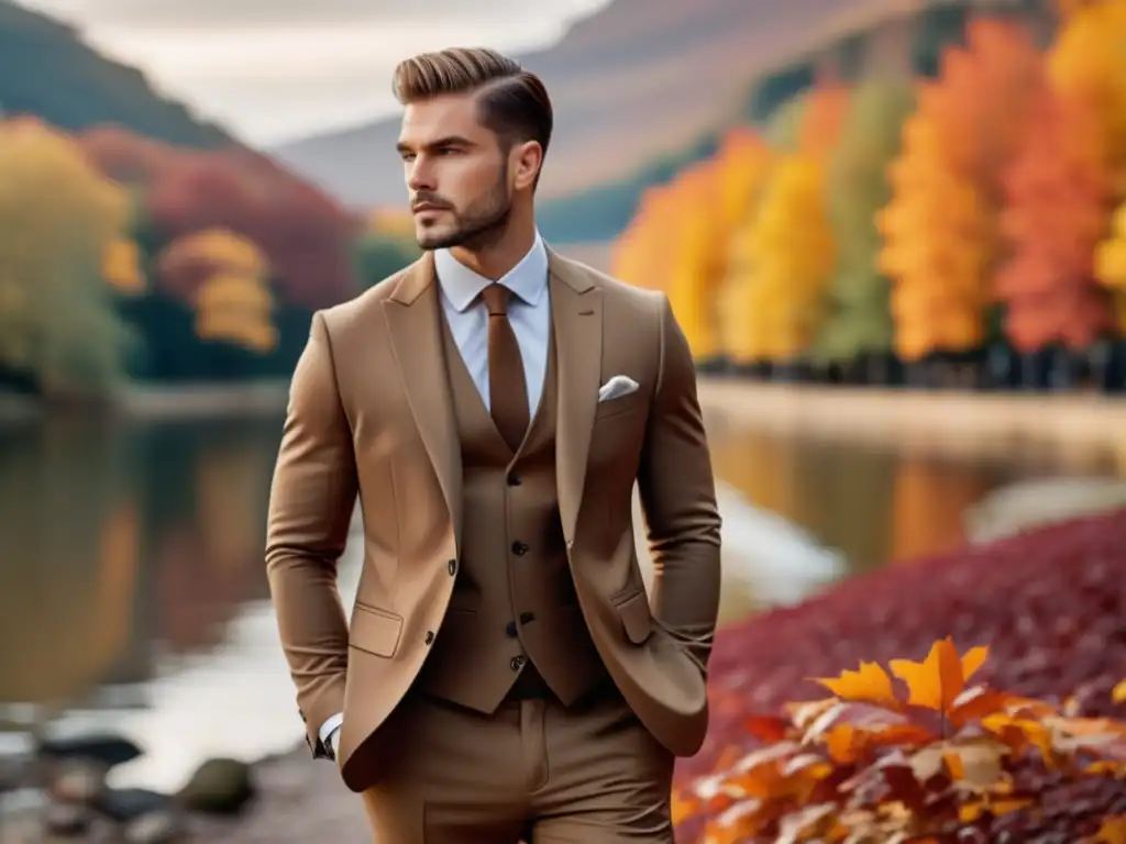 Moda masculina: influencia estaciones, modelo elegante y naturaleza