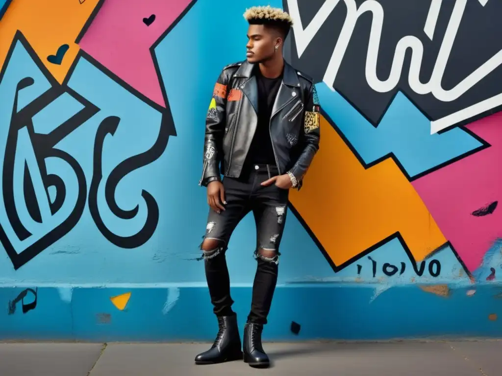 Modelo masculino con estilo y tendencias de moda inspiradas en la música -