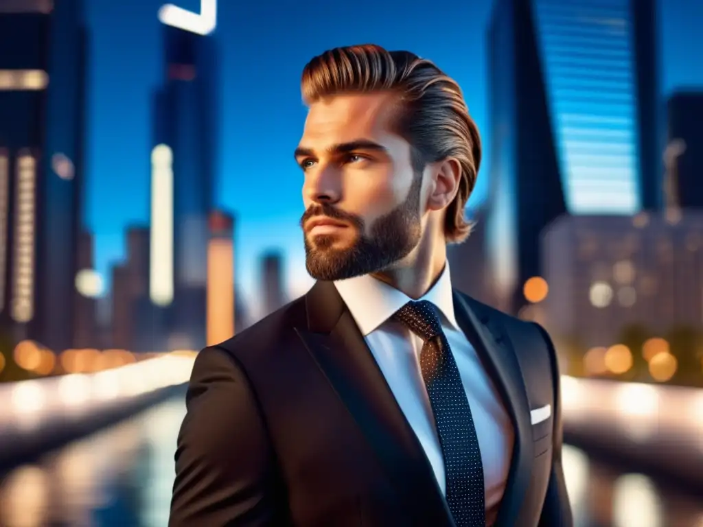 Fotografía de moda masculina brillante: modelo urbano con traje elegante en entorno moderno