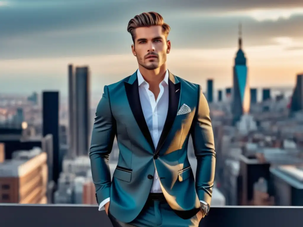 Modelo masculino muestra tendencias moda masculina autoexpresión